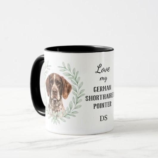 Eucalyptus Duitse Staande Pointer Monogram Mok (Voorkant links)