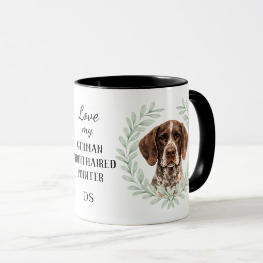 Eucalyptus Duitse Staande Pointer Monogram Mok (Voorkant rechts)