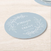 Eucalyptus Dusty Blue Custom Trouwpapier Onderzett Ronde Kartonnen Onderzetter (Gebogen)