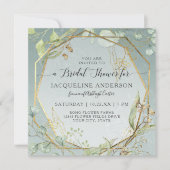 Eucalyptus Dusty Blue Gold Hexagon Vrijgezellenfee Kaart (Voorkant)