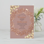 Eucalyptus Dusty Roos Pink Gold Foil Vrijgezellenf Folie Uitnodiging (Staand Voorkant)