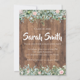 Eucalyptus Dusty Rose Graduation Invitation Kaart