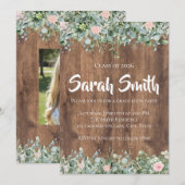 Eucalyptus Dusty Rose Graduation Invitation Kaart (Voorkant / Achterkant)