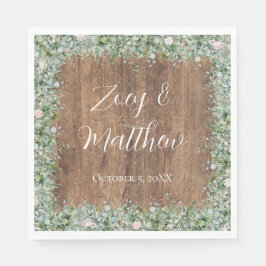 Eucalyptus Dusty Rose Napkins | Greenery Floral Servet