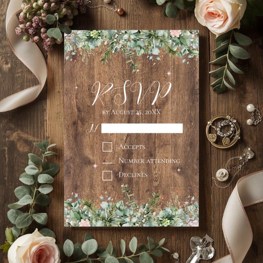 Eucalyptus Dusty Rose RSVP kaart | Greenery Floral