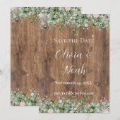 Eucalyptus Dusty Rose Save the Date | Greenery Kaart (Voorkant / Achterkant)
