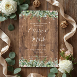Eucalyptus Dusty Rose Wedding Invitation | Florals Kaart