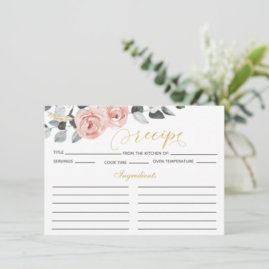 Eucalyptus Dusty Rozen Vrijgezellenfeest Recept Informatiekaartje (Staand voorkant)