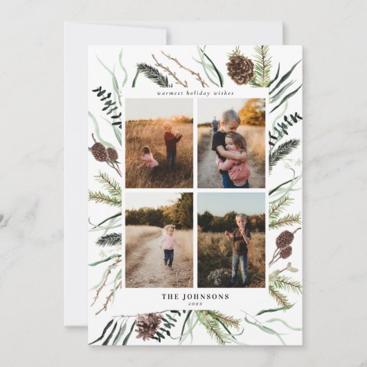 Eucalyptus Dusty Winter Botanicals 4 Foto Holiday Feestdagenkaart (Voorkant)