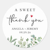 Eucalyptus Een Zoete Favoriete Dankjewel Ronde Sticker (Voorkant)
