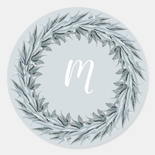 Eucalyptus Eenvoud | Krans met Monogram Ronde Sticker (Voorkant)
