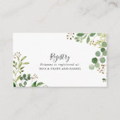 Eucalyptus Eenvoudig Bloemen Bruiloft Gift Registr Informatiekaartje (Voorkant)
