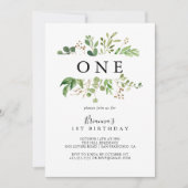 Eucalyptus Eenvoudig Bloemen Eerste Verjaardagsfee Kaart (Voorkant)