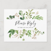 Eucalyptus Eenvoudig Bloemen Menu Keuze RSVP Brief (Voorkant)