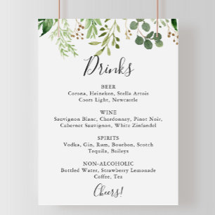 Eucalyptus Eenvoudig Bloemig Trouwfeest Dranken Me Poster