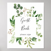 Eucalyptus Eenvoudig Bruin Bloem Gastboek Teken Poster (Voorkant)