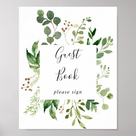 Eucalyptus Eenvoudig Bruin Bloem Guestbook Bordje Poster (Voorkant)