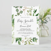 Eucalyptus Eenvoudig Bruin Bloemen Baby Sprinkle Kaart (Staand voorkant)