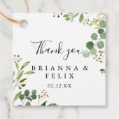 Eucalyptus Eenvoudig Bruin Bloemen Bruiloft Bedankjes Labels (Voorkant)