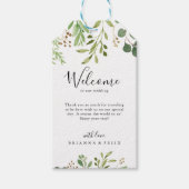 Eucalyptus Eenvoudig Bruin Bloemen Bruiloft Welkom Cadeaulabel (Voorkant)