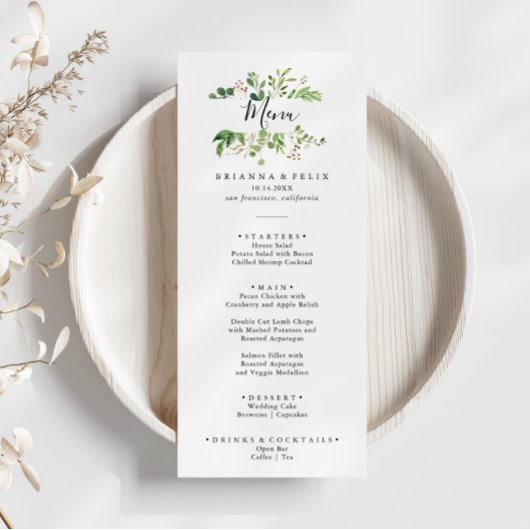 Eucalyptus Eenvoudig Bruin Bloemen Diner Menu