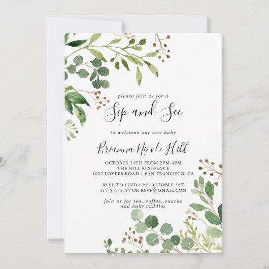 Eucalyptus Eenvoudig Bruin Bloemen Sip en See Kaart (Voorkant)