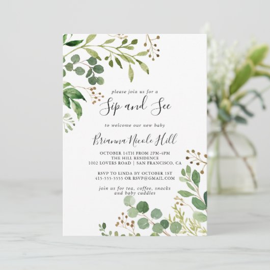 Eucalyptus Eenvoudig Bruin Bloemen Sip en See Kaart (Staand voorkant)