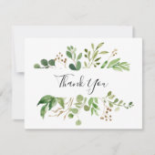 Eucalyptus Eenvoudig Bruin Bloemen Vlak Huwelijk Bedankkaart (Voorkant)