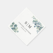 Eucalyptus Eenvoudig Elegant Paar Initialen Huweli Servet (Hoek)