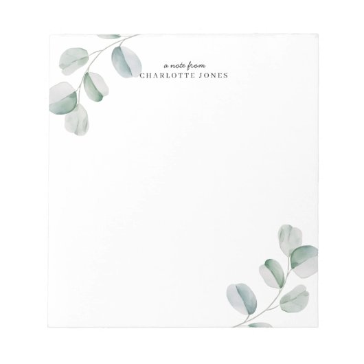 Eucalyptus Eenvoudig Gepersonaliseerd Notitieblok (Voorkant)
