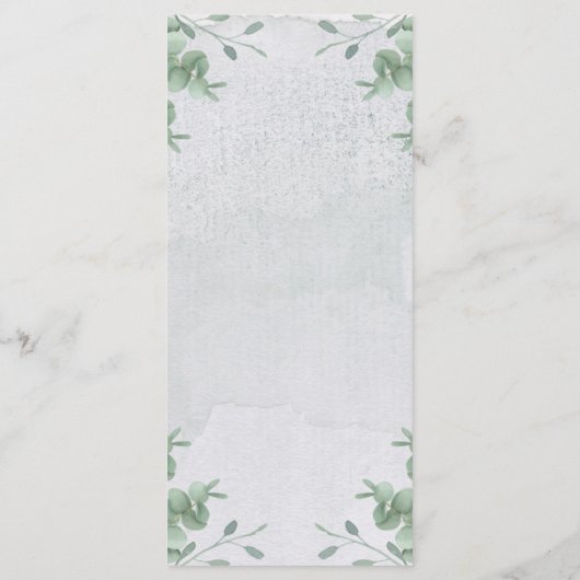 Eucalyptus Eenvoudig Modern Huwelijksceremonie Din Menu (Achterkant)