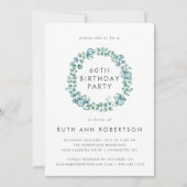 Eucalyptus Eenvoudige 60e Verjaardag Party uitnodi Kaart (Voorkant)