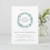 Eucalyptus Eenvoudige 60e Verjaardag Party uitnodi Kaart (Staand voorkant)