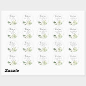 Eucalyptus Eenvoudige Bloemen Dank u bruiloft guns Ronde Sticker (Vel)