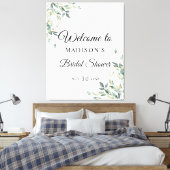 Eucalyptus Eenvoudige Bloemige Bruiloft Feest Welk Canvas Afdruk (Insitu (Slaapkamer))
