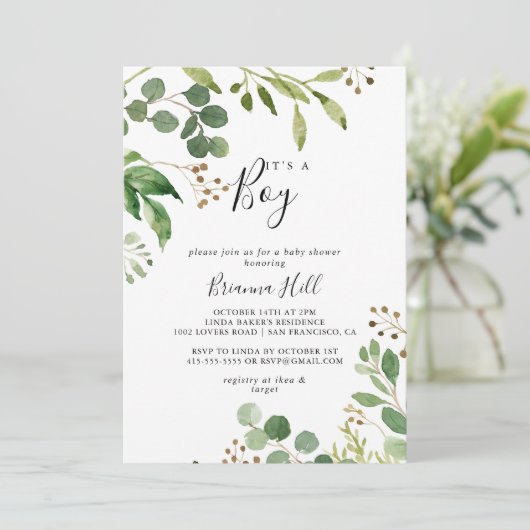 Eucalyptus Eenvoudige bloesem Het is een jongen Ba Kaart (Staand voorkant)