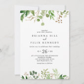 Eucalyptus Eenvoudige Bruine Bloemige Casual Trouw Kaart (Voorkant)