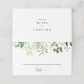 Eucalyptus Eenvoudige Bruine Bloemige Trouwplaatsk Plaatskaartje (Buitenkant ongevouwen)