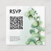 Eucalyptus eenvoudige groene qr-code rsvp bruiloft informatiekaartje (Voorkant)