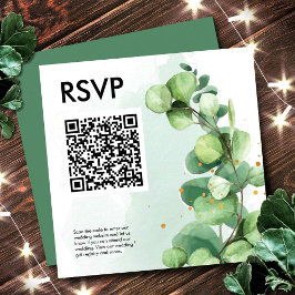Eucalyptus eenvoudige groene QR-code RSVP-huwelijk Informatiekaartje