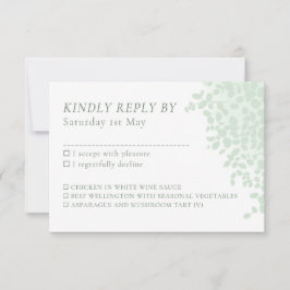 Eucalyptus eenvoudige trouwmenu opties RSVP kaart