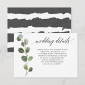 Eucalyptus eenvoudige zwarte en witte trouwgegeven informatiekaartje (Voorkant / Achterkant)