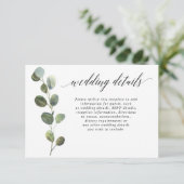 Eucalyptus eenvoudige zwarte en witte trouwgegeven informatiekaartje (Staand voorkant)