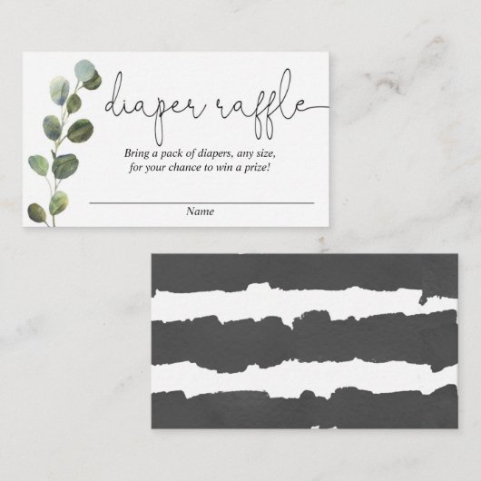 Eucalyptus eenvoudige zwarte witte luier verloting informatiekaartje (Voorkant / Achterkant)