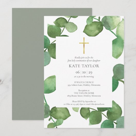 Eucalyptus, eerste Heilige Communie Kaart (Voorkant / Achterkant)