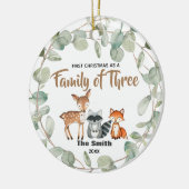 Eucalyptus Eerste Kerstmis als familie van 3 jaar Keramisch Ornament (Links)