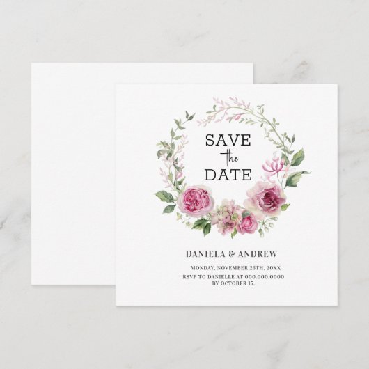 Eucalyptus Eeuwige Omarm Roze Pioenenkrans Save The Date (Voorkant / Achterkant)