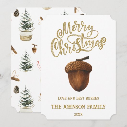 Eucalyptus eikels kerst Kaart (Voorkant / Achterkant)