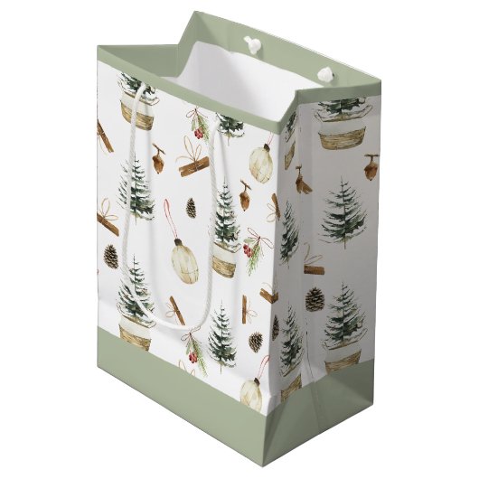Eucalyptus eikels Kerstmis Medium Cadeauzakje (Voorkant Gekanteld)