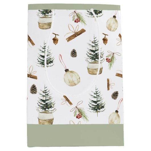Eucalyptus eikels Kerstmis Medium Cadeauzakje (Voorkant)